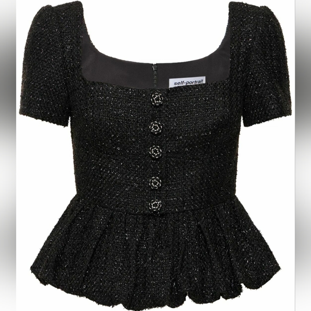 Self-Portrait Boucle Peplum Women's Top NWT